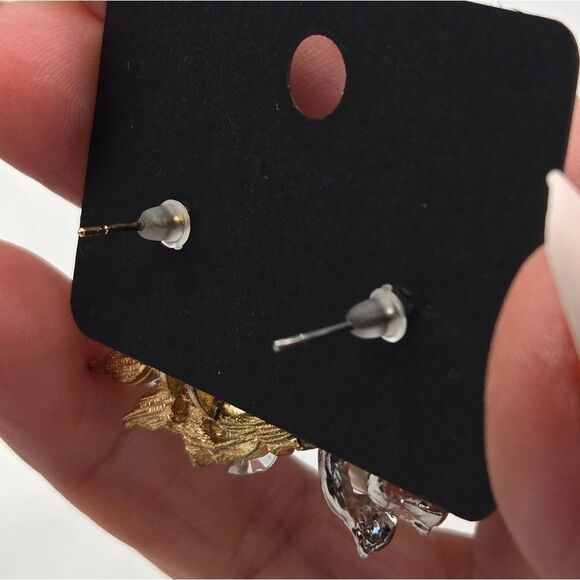 "5/$25" Mismatched Silver/Goldtone Faux Pearl Cluster Rhinestone Post Earrings - Picture 2 of 8